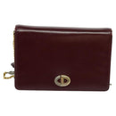 Christian Dior Chain Shoulder Bag Leather Wine Red Gold Auth BA1298-13
