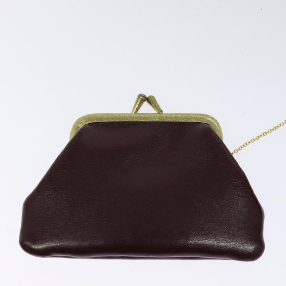Christian Dior Chain Shoulder Bag Leather Wine Red Gold Auth BA1298