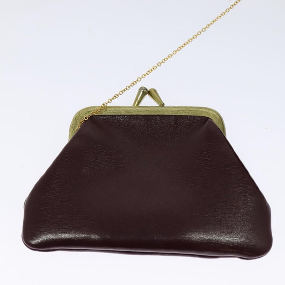 Christian Dior Chain Shoulder Bag Leather Wine Red Gold Auth BA1298