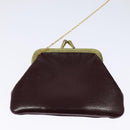 Christian Dior Chain Shoulder Bag Leather Wine Red Gold Auth BA1298-23