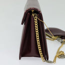 Christian Dior Chain Shoulder Bag Leather Wine Red Gold Auth BA1298-3