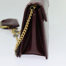 Christian Dior Chain Shoulder Bag Leather Wine Red Gold Auth BA1298-4