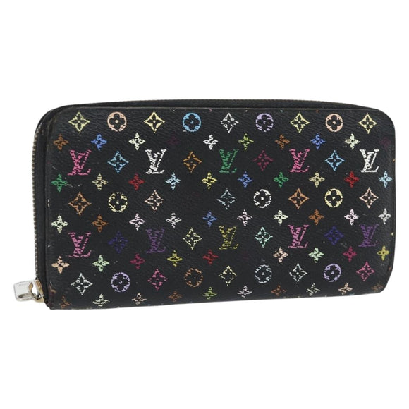 LOUIS VUITTON Monogram Multicolor Zippy Wallet Black M60243 LV Auth BA12982