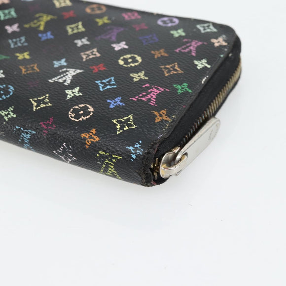 LOUIS VUITTON Monogram Multicolor Zippy Wallet Black M60243 LV Auth BA12982