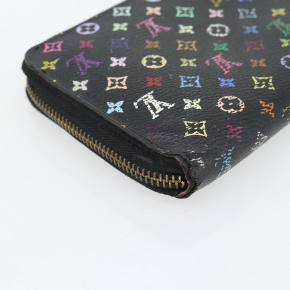 LOUIS VUITTON Monogram Multicolor Zippy Wallet Black M60243 LV Auth BA12982