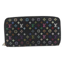 LOUIS VUITTON Monogram Multicolor Zippy Wallet Black M60243 LV Auth BA12982-13