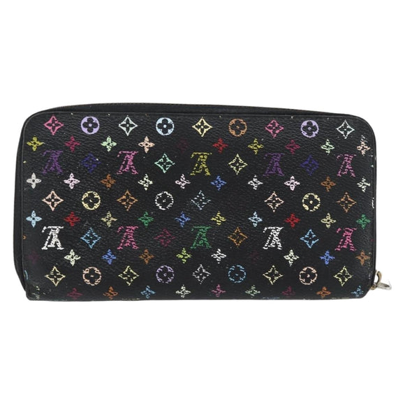 LOUIS VUITTON Monogram Multicolor Zippy Wallet Black M60243 LV Auth BA12982