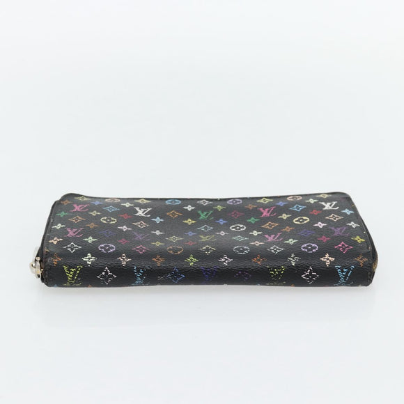 LOUIS VUITTON Monogram Multicolor Zippy Wallet Black M60243 LV Auth BA12982