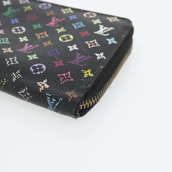 LOUIS VUITTON Monogram Multicolor Zippy Wallet Black M60243 LV Auth BA12982