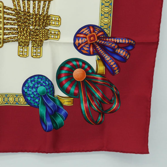 HERMES Carre 90 Scarf ""LES RUBANS DU CHEVAL"" Silk Multicolor Auth BA12984V