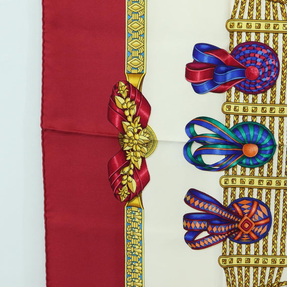 HERMES Carre 90 Scarf ""LES RUBANS DU CHEVAL"" Silk Multicolor Auth BA12984V