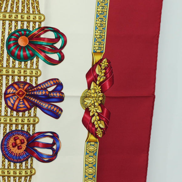 HERMES Carre 90 Scarf ""LES RUBANS DU CHEVAL"" Silk Multicolor Auth BA12984V