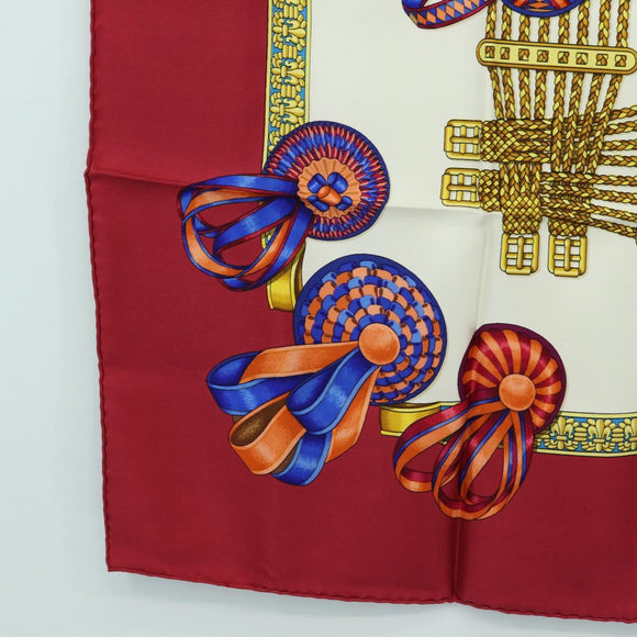 HERMES Carre 90 Scarf ""LES RUBANS DU CHEVAL"" Silk Multicolor Auth BA12984V