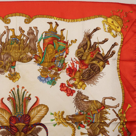 HERMES Carre 90 Scarf ""Les Fêtes du Roi Soleil"" Silk Multicolor Auth BA12985