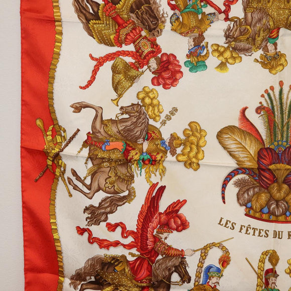 HERMES Carre 90 Scarf ""Les Fêtes du Roi Soleil"" Silk Multicolor Auth BA12985