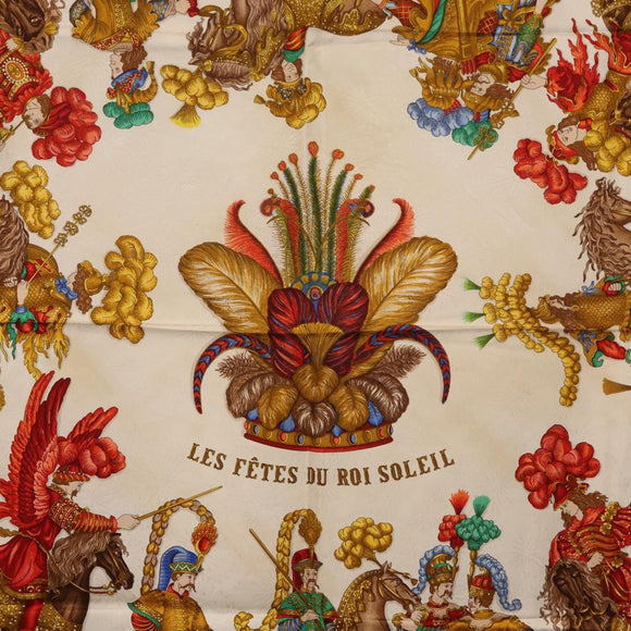 HERMES Carre 90 Scarf ""Les Fêtes du Roi Soleil"" Silk Multicolor Auth BA12985