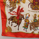 HERMES Carre 90 Scarf ""Les Fêtes du Roi Soleil"" Silk Multicolor Auth BA12985-8