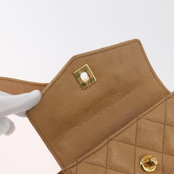 CHANEL Matelassé Heuptas Kaviaarleer Beige Goud CC Authentiek BA12986V