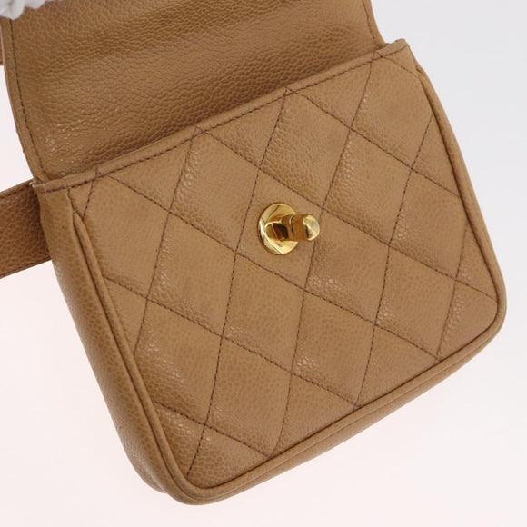 CHANEL Matelassé Heuptas Kaviaarleer Beige Goud CC Authentiek BA12986V