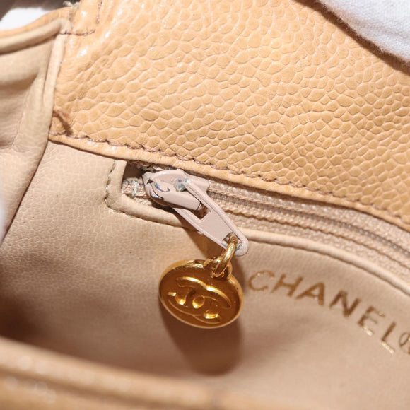 CHANEL Matelassé Heuptas Kaviaarleer Beige Goud CC Authentiek BA12986V