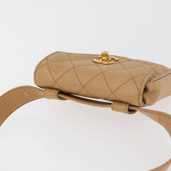 CHANEL Matelassé Heuptas Kaviaarleer Beige Goud CC Authentiek BA12986V