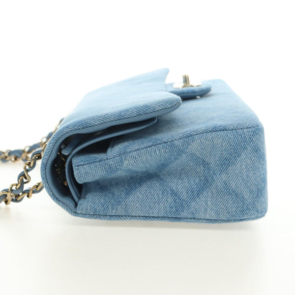 CHANEL Matelasse 25 Chain Shoulder Bag Denim Blue Gold CC Auth BA12987SM