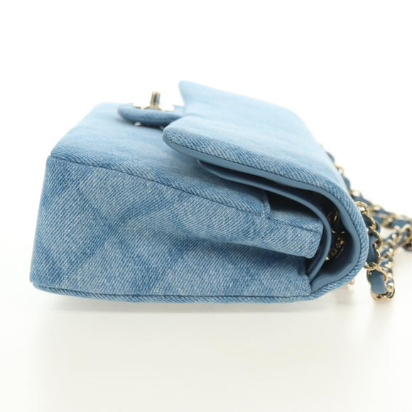 CHANEL Matelasse 25 Chain Shoulder Bag Denim Blue Gold CC Auth BA12987SM