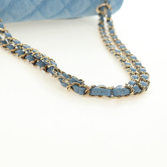 CHANEL Matelasse 25 Chain Shoulder Bag Denim Blue Gold CC Auth BA12987SM