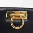Salvatore Ferragamo Gancini Umhängetasche Kette Leder Navy Gold Auth BA12988-14
