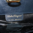 Salvatore Ferragamo Gancini Umhängetasche Kette Leder Navy Gold Auth BA12988-15