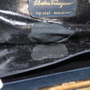 Salvatore Ferragamo Gancini Umhängetasche Kette Leder Navy Gold Auth BA12988-16