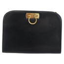 Salvatore Ferragamo Gancini Umhängetasche Kette Leder Navy Gold Auth BA12988-2