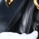 Salvatore Ferragamo Gancini Umhängetasche Kette Leder Navy Gold Auth BA12988-20