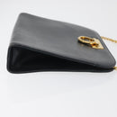 Salvatore Ferragamo Gancini Umhängetasche Kette Leder Navy Gold Auth BA12988-4