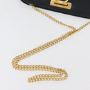 Salvatore Ferragamo Gancini Umhängetasche Kette Leder Navy Gold Auth BA12988-7