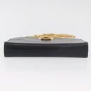 Salvatore Ferragamo Gancini Umhängetasche Kette Leder Navy Gold Auth BA12988-9