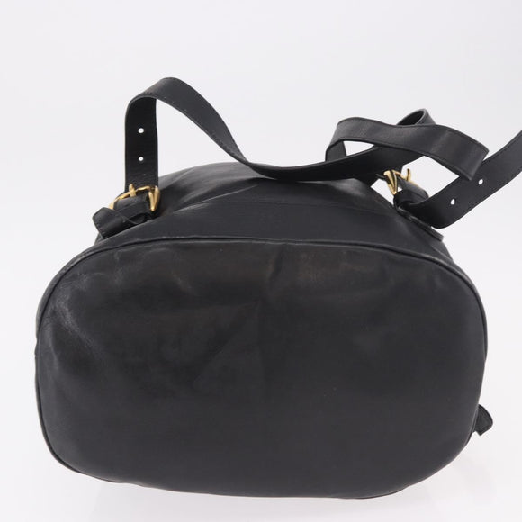 GUCCI Bamboo Backpack Leather Black Gold 003 2855 0043 0 Auth BA12989