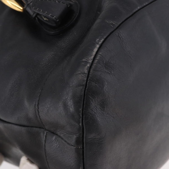 GUCCI Bamboo Backpack Leather Black Gold 003 2855 0043 0 Auth BA12989