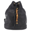 GUCCI Bamboo Backpack Leather Black Gold 003 2855 0043 0 Auth BA12989-13