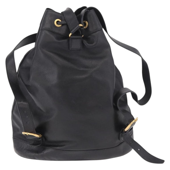 GUCCI Bamboo Backpack Leather Black Gold 003 2855 0043 0 Auth BA12989