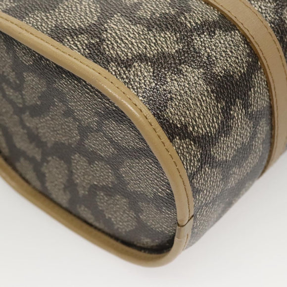 SAINT LAURENT Hand Bag Embossed Leather Gray Gold Auth BA1299