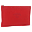 HERMES Pouch Clutch Bag Canvas Red Silver Auth BA12990-1