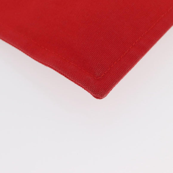 HERMES Pouch Clutch Bag Canvas Red Silver Auth BA12990