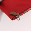HERMES Pouch Clutch Bag Canvas Red Silver Auth BA12990-12