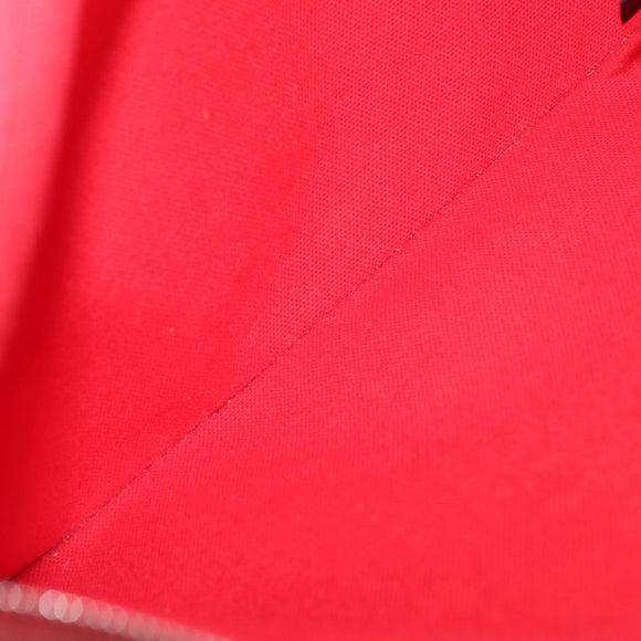 HERMES Pouch Clutch Bag Canvas Red Silver Auth BA12990