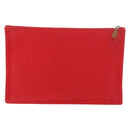 HERMES Pouch Clutch Bag Canvas Red Silver Auth BA12990-3