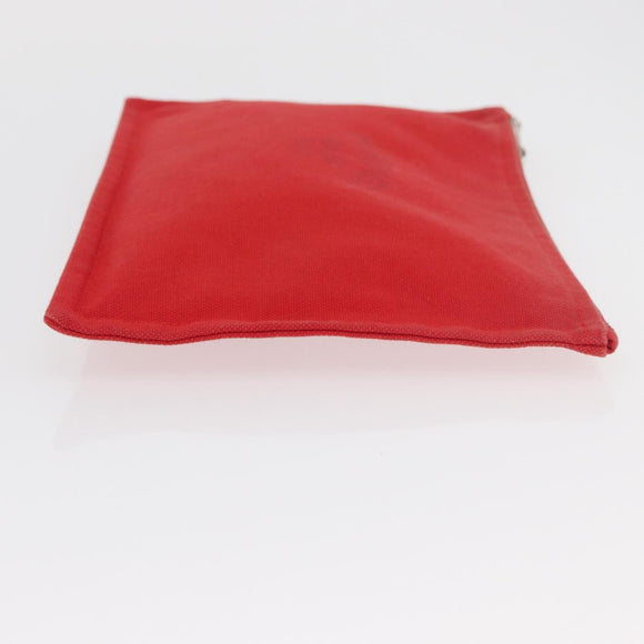 HERMES Pouch Clutch Bag Canvas Red Silver Auth BA12990
