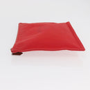 HERMES Pouch Clutch Bag Canvas Red Silver Auth BA12990-5