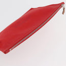 HERMES Pouch Clutch Bag Canvas Red Silver Auth BA12990-6