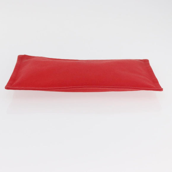 HERMES Pouch Clutch Bag Canvas Red Silver Auth BA12990